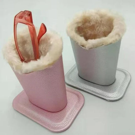 Plush Leather Glasses Holder - Protective Eyeglass Stand