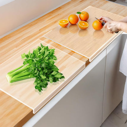 Large Clear Acrylic Cutting Board with Counter Lip – Non-Slip Transparent Kitchen Chopping Board
