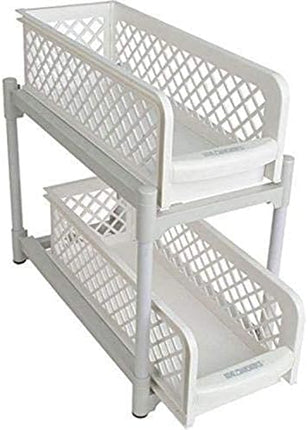 Under Sink Cabinet Organizer – 2-Tier Sturdy Storage Rack with Sliding Drawers