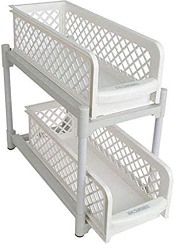 Under Sink Cabinet Organizer – 2-Tier Sturdy Storage Rack with Sliding Drawers