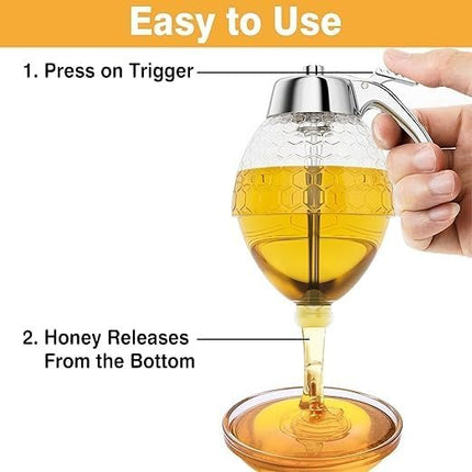 No-Drip Honey Syrup Dispenser - Portable & Convenient