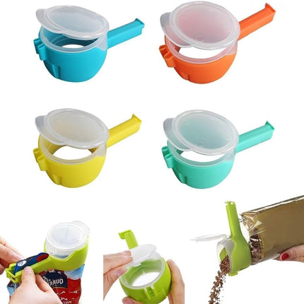 Food Storage Bag Clips with Pour Spout – Reusable Cap Sealers