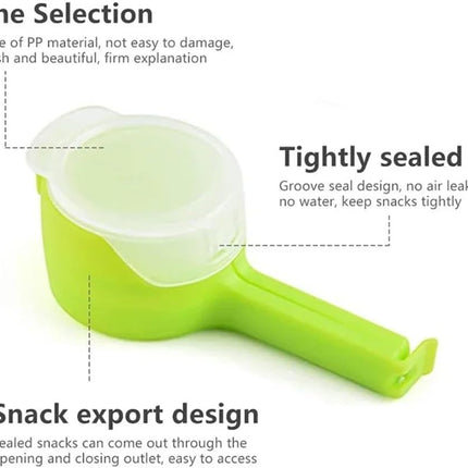 Food Storage Bag Clips with Pour Spout – Reusable Cap Sealers