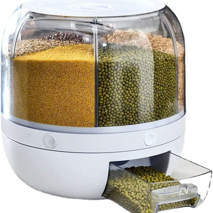 Airtight Rotating Rice Dispenser – Moisture-Proof Grain & Cereal Storage Box