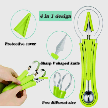 Melon Scoop & Fruit Baller Set - 4-in-1 Kitchen Tool
