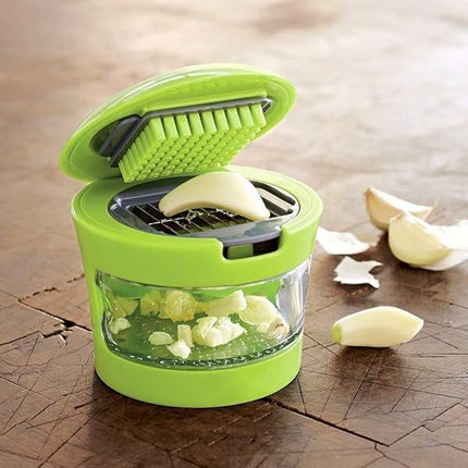 Garlic Press Chopper Grinder – Mini Portable Garlic Grater & Crusher, Stainless Steel Kitchen Tool