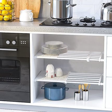 Extendable Punch-Free Closet Storage Rack – Adjustable Wardrobe Shelf & Tension Rod