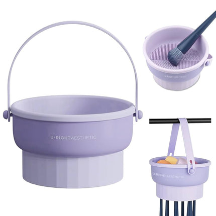 Makeup Brush Cleaner Bowl & Organizer - 3-in-1 Silicone Design
