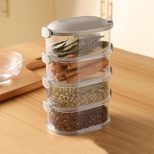 4 Layer Air-Tight Spice & Food Containers - Leakproof & Freezer Safe