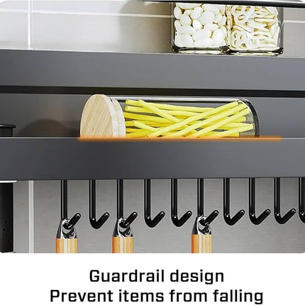 Wall Mounted Kitchen Organizer Rack – Multifunction Spice Organizer, Knife Holder & Cutlery Shelf