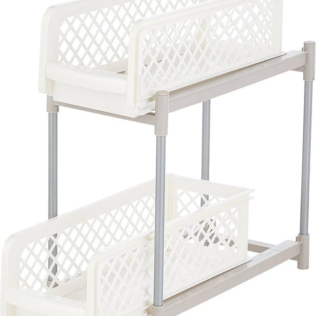 Under Sink Cabinet Organizer – 2-Tier Sturdy Storage Rack with Sliding Drawers
