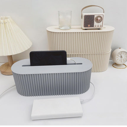 Cable Management Storage Box with Surge Protector – Power Strip Cover & Cord Organizer