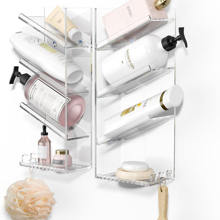 Shower Organizer with Hooks | Clear Acrylic Wall Caddy