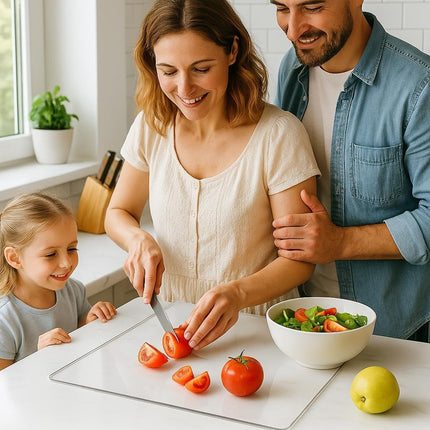 Large Clear Acrylic Cutting Board with Counter Lip – Non-Slip Transparent Kitchen Chopping Board