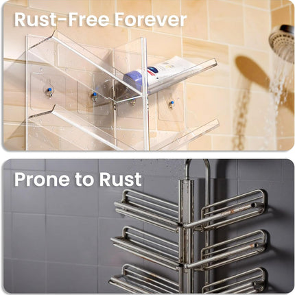 Shower Organizer with Hooks | Clear Acrylic Wall Caddy