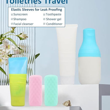 4 Pieces Silicone Travel Bottle Covers for Toiletries - Durable & Waterproof
