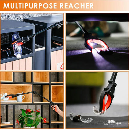 Folding Reacher Tool with 360° Rotating Jaw plus Magnet - Pick Up Without Bending