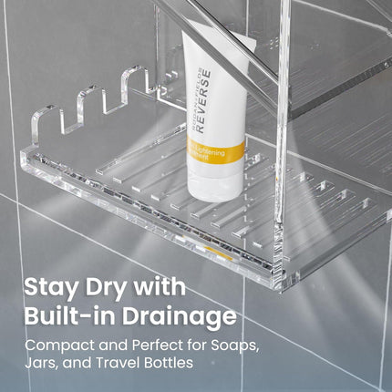 Shower Organizer with Hooks | Clear Acrylic Wall Caddy