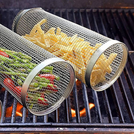 Summer Hot-Selling BBQ Rolling Grill Basket Cylinder – Customizable Grilling Accessor