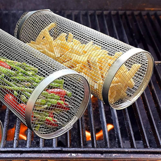 Summer Hot-Selling BBQ Rolling Grill Basket Cylinder – Customizable Grilling Accessor
