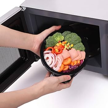 Heat-Resistant Silicone Microwave Steamer Pot – Collapsible Round Bowl with Lid & Handle