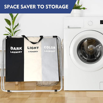 Three‑Compartment Laundry Sorter – Foldable Oxford‑Cloth Basket, Thickened & Durable
