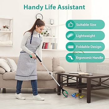 Folding Reacher Tool with 360° Rotating Jaw plus Magnet - Pick Up Without Bending