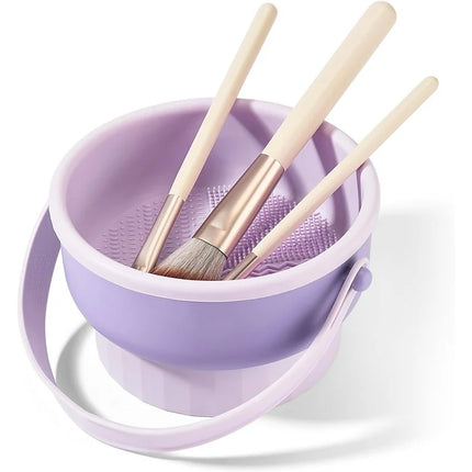 Makeup Brush Cleaner Bowl & Organizer - 3-in-1 Silicone Design