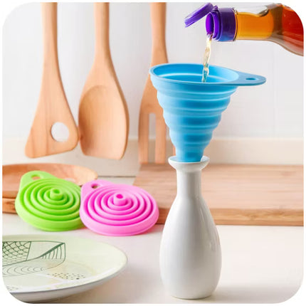 Collapsible Kitchen Funnel - Food Grade Silicone, Easy to Use and Store