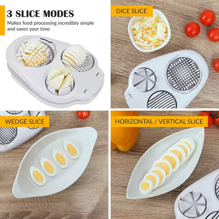 Multi‑Function Egg Slicer – Stainless Steel Cheese, Veggie & Fruit Cutter, 3 Slice Modes