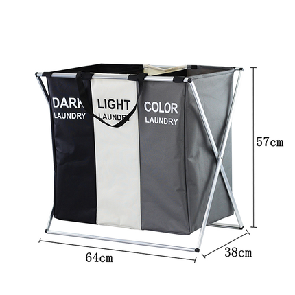Three‑Compartment Laundry Sorter – Foldable Oxford‑Cloth Basket, Thickened & Durable