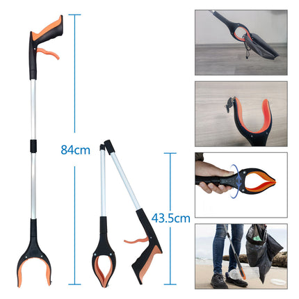 Folding Reacher Tool with 360° Rotating Jaw plus Magnet - Pick Up Without Bending