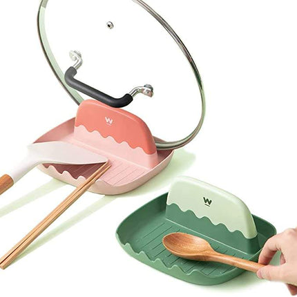 Countertop Spoon & Lid Rest – Plastic Utensil Holder for Ladles, Spatulas & Cooking Lids