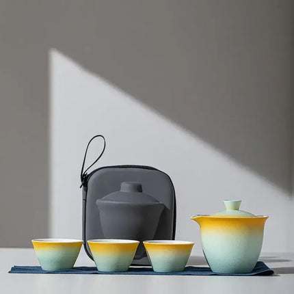 Chinese-Style Travel Tea Set - Teapot, Cups, & Infuser in One