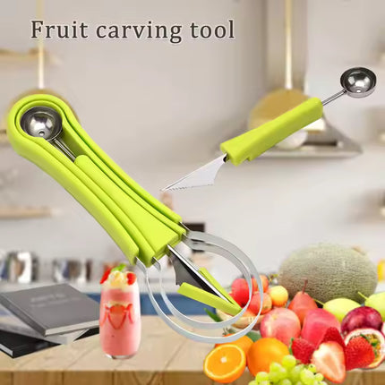 Melon Scoop & Fruit Baller Set - 4-in-1 Kitchen Tool