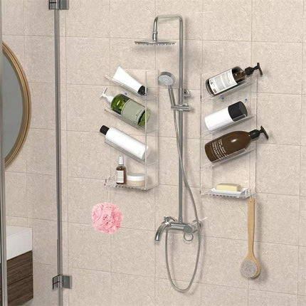 Shower Organizer with Hooks | Clear Acrylic Wall Caddy