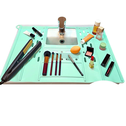 Foldable Silicone Makeup Brush Cleaning Mat – Sink Topper & Countertop Protector