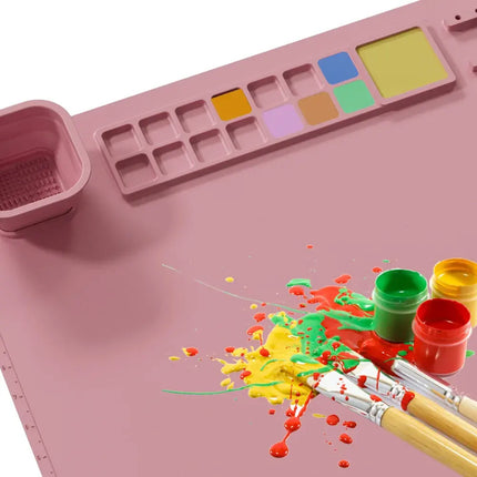 Non-Stick Silicone Art Mat for Resin Casting – Foldable Cleaning Cup & Measurement Guide