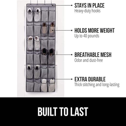 Dual-Sided Wardrobe Organizer - Mesh Pockets, Rotating Hanger & Over-the-Door Storage