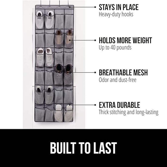 Dual-Sided Wardrobe Organizer - Mesh Pockets, Rotating Hanger & Over-the-Door Storage