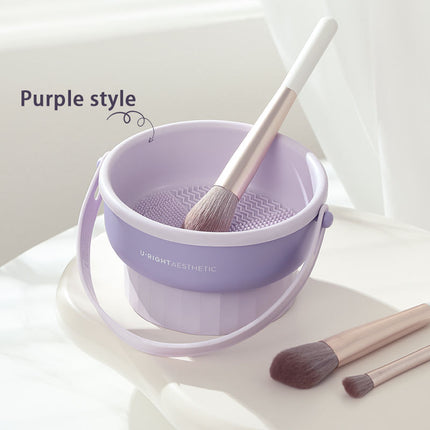 Makeup Brush Cleaner Bowl & Organizer - 3-in-1 Silicone Design