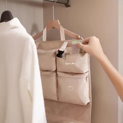 Modern Hanging Packing Cube Storage Bag – 5 Compartments for Travel & Living Room Storage