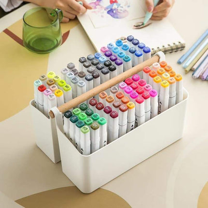 Desk Art Caddy with Dividers -Portable, Adjustable Bin for Desk & Studio