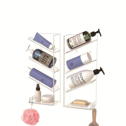 Shower Organizer with Hooks | Clear Acrylic Wall Caddy