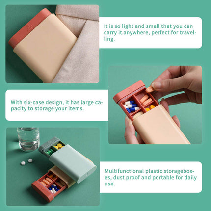 Small Travel Pill Container - 6-Grid Medicine Box