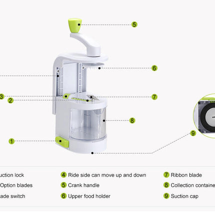 Handheld Vegetable Spiralizer – 4 Blade Spiral Cutter