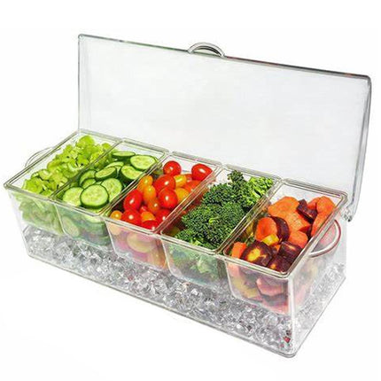 Cold Serving Tray with Ice – Chilled Condiment Server & Buffet Serving Dish for Parties and Events