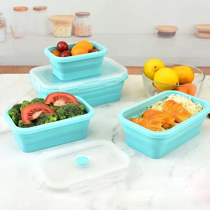 Silicone Lunch Box with Lid - Collapsible and Portable