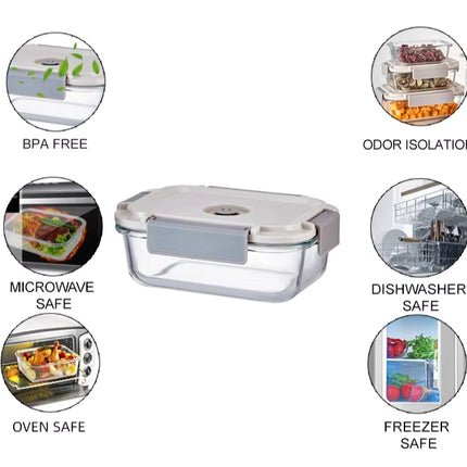 Airtight Glass Food Container with Vacuum Pump - Keeps Food Fresh Longer