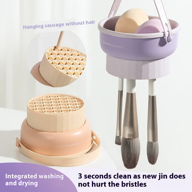 Makeup Brush Cleaner Bowl & Organizer - 3-in-1 Silicone Design